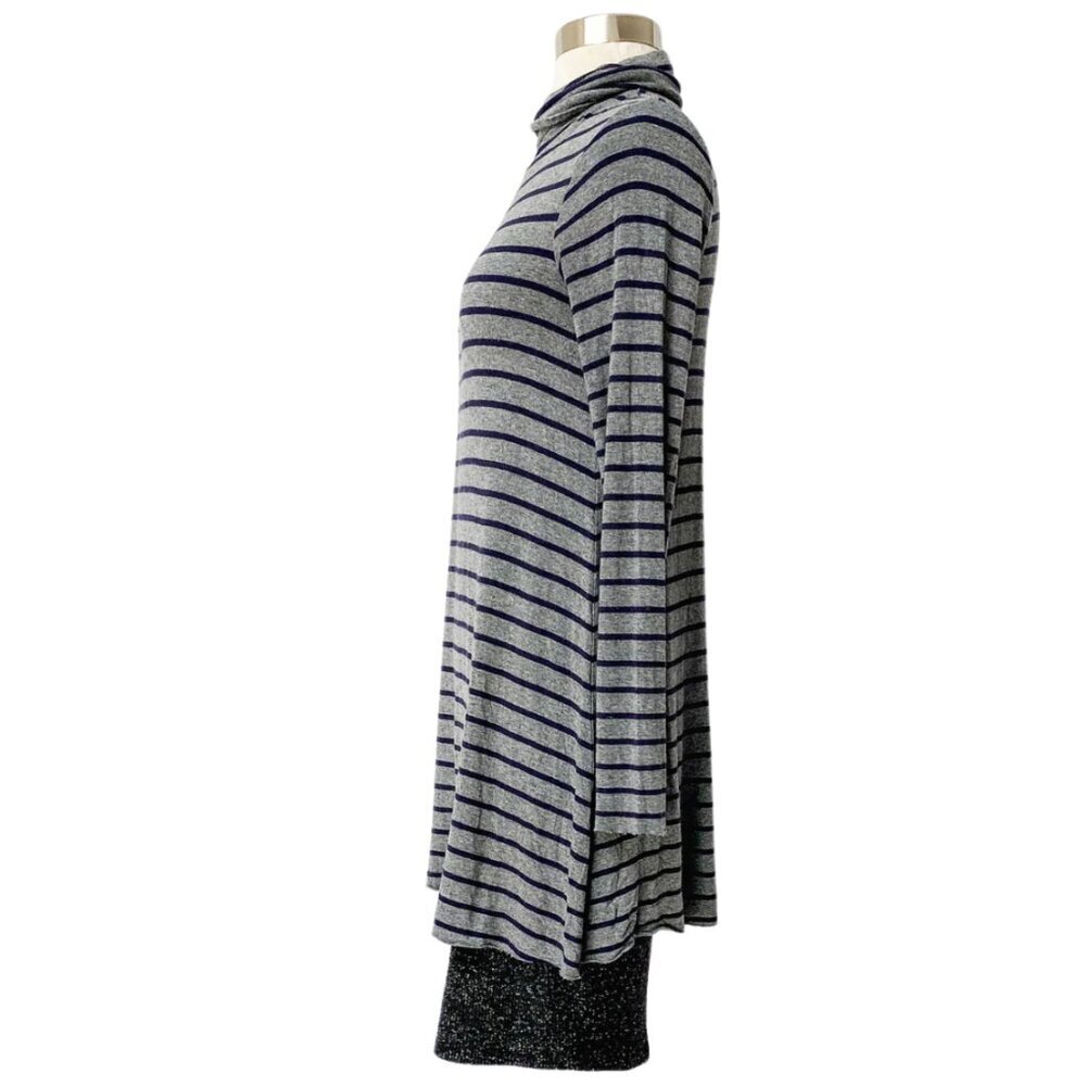 Anthropologie Bailey 44 Navy & Gray Striped Turtleneck Layered Dress - Picture 6 of 8